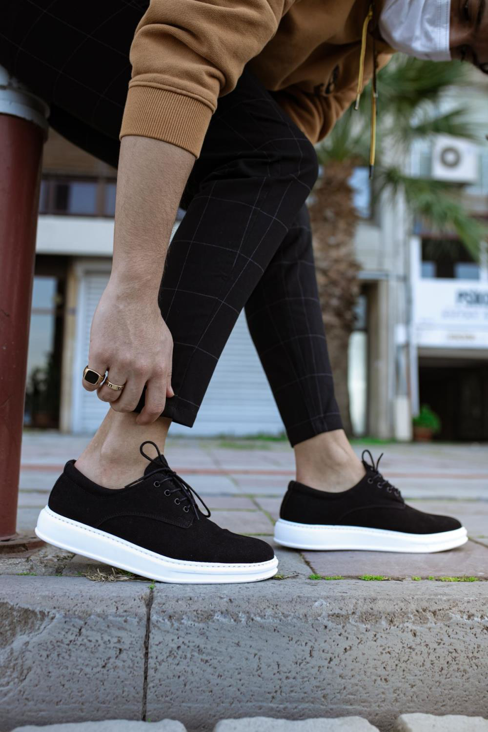 Klasik Erkek Ayakkabı 001 Siyah Süet (Beyaz Taban)