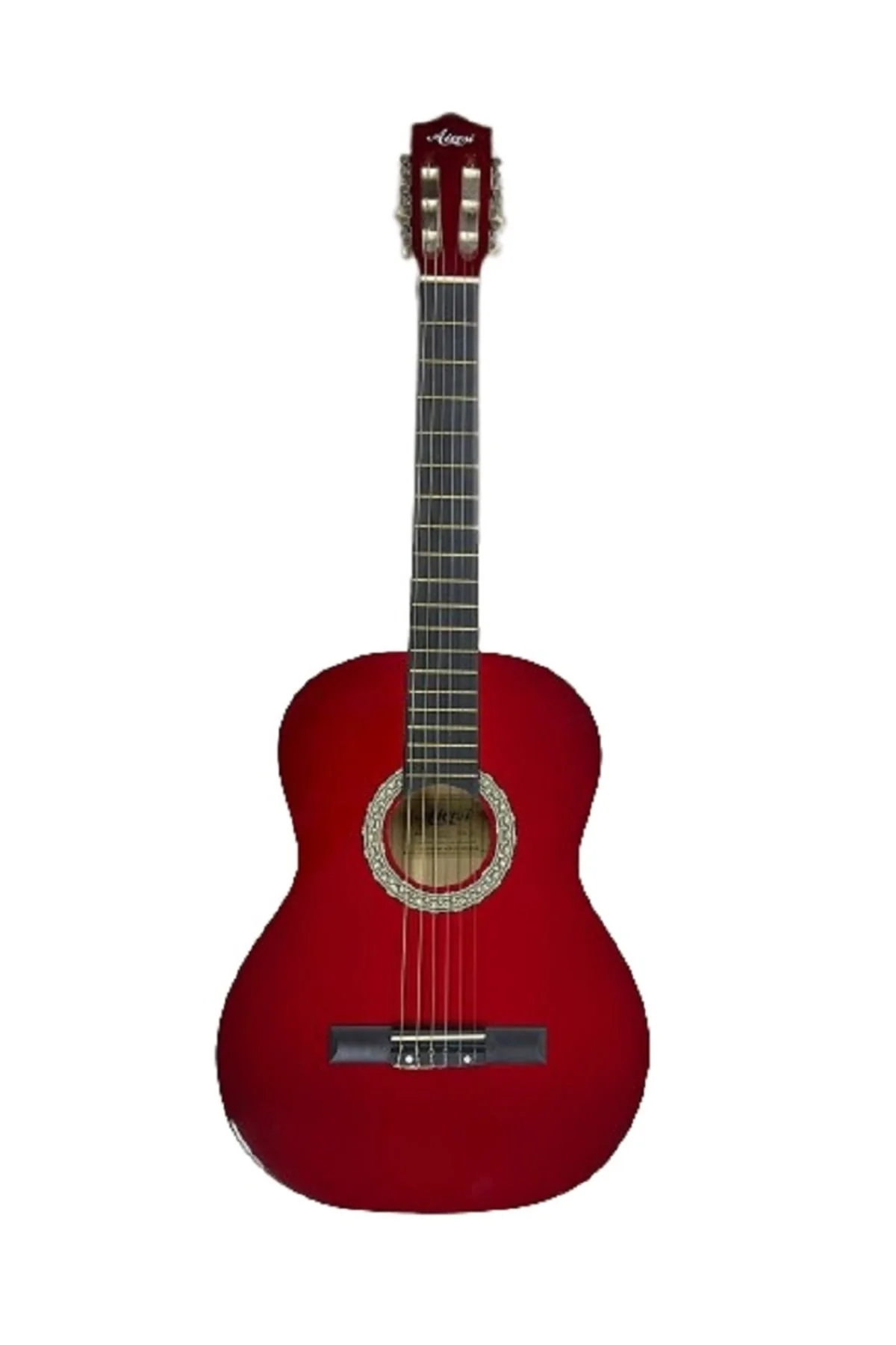 Klasik Gitar Tam Boy 4/4 Düz Kırmızı Sap Ayarlı Üst Kalite