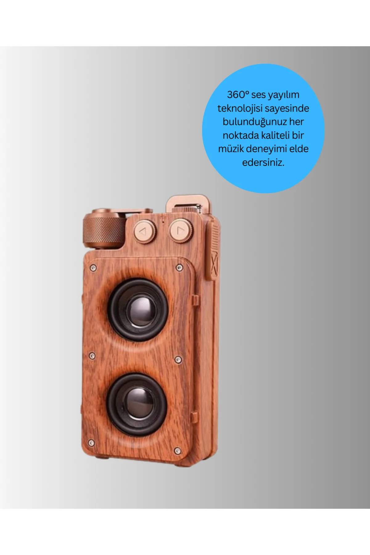 Klasik Görünümlü Bluetooth Hoparlör 360 Derece Stereo ve FM Radyo