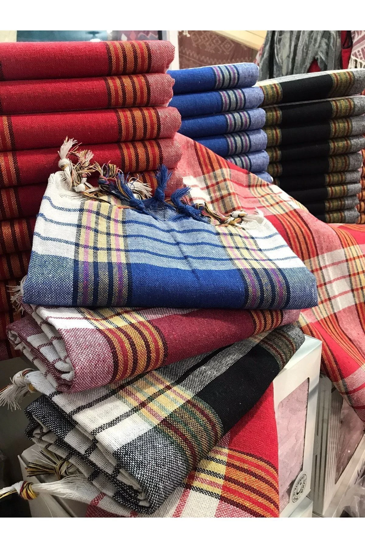 Klasik Hamam Peştamalı, %100 Pamuk, 80x180 Cm.-kırmızı