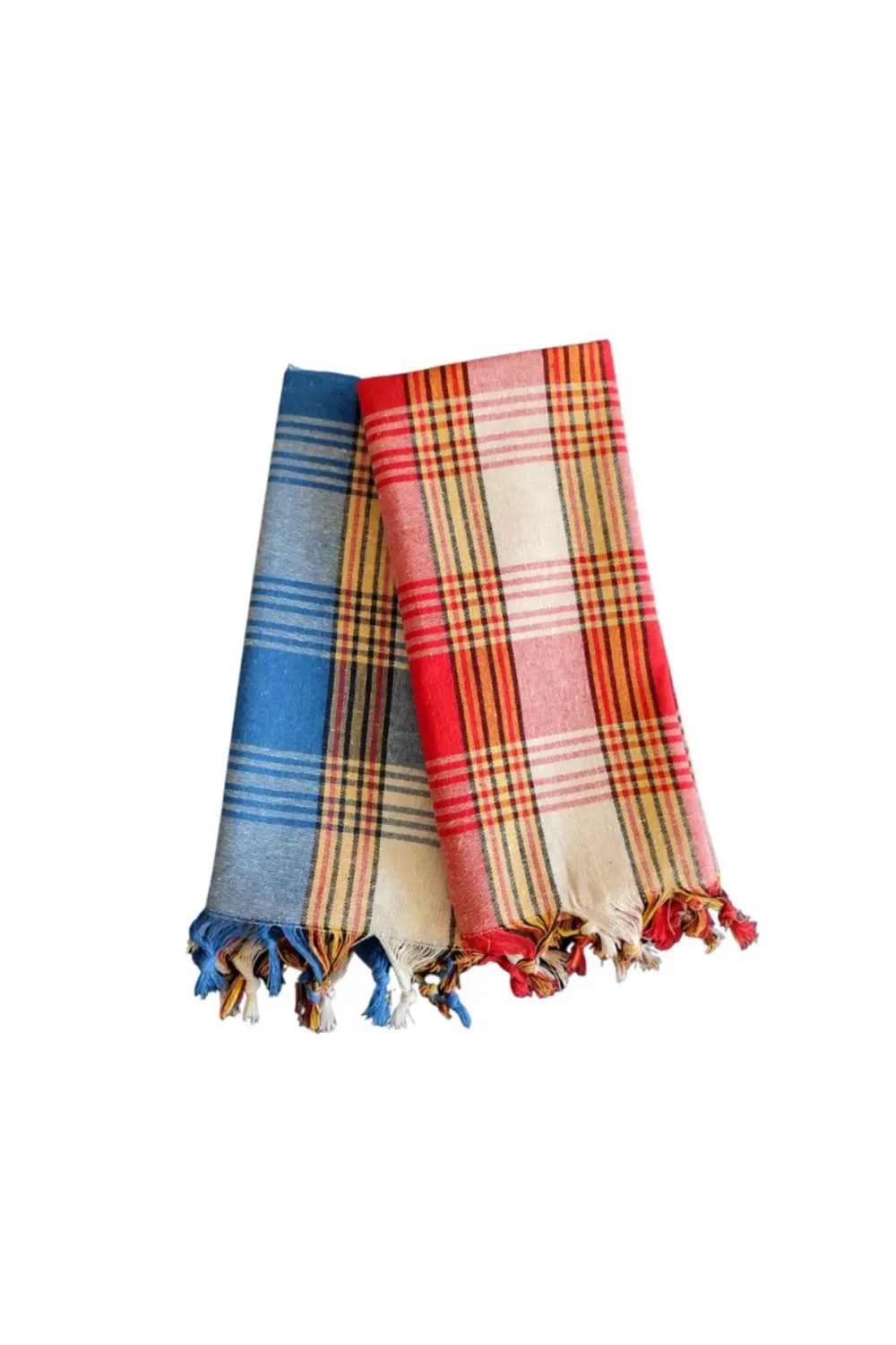 Klasik Hamam Peştemal Seti (2'li Set, Kırmızı+mavi)