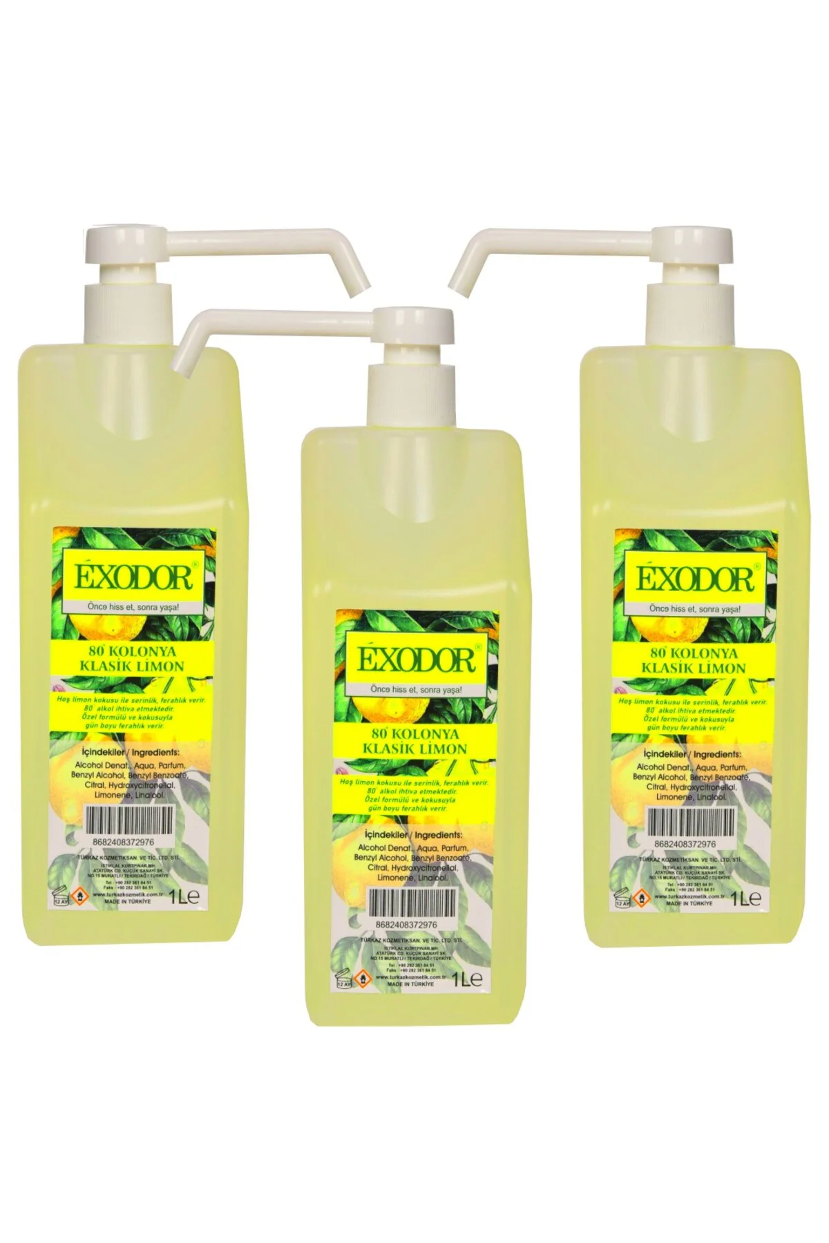 KLASİK LİMON KOLONYASI 1000 ML POMPALI 3 LÜ