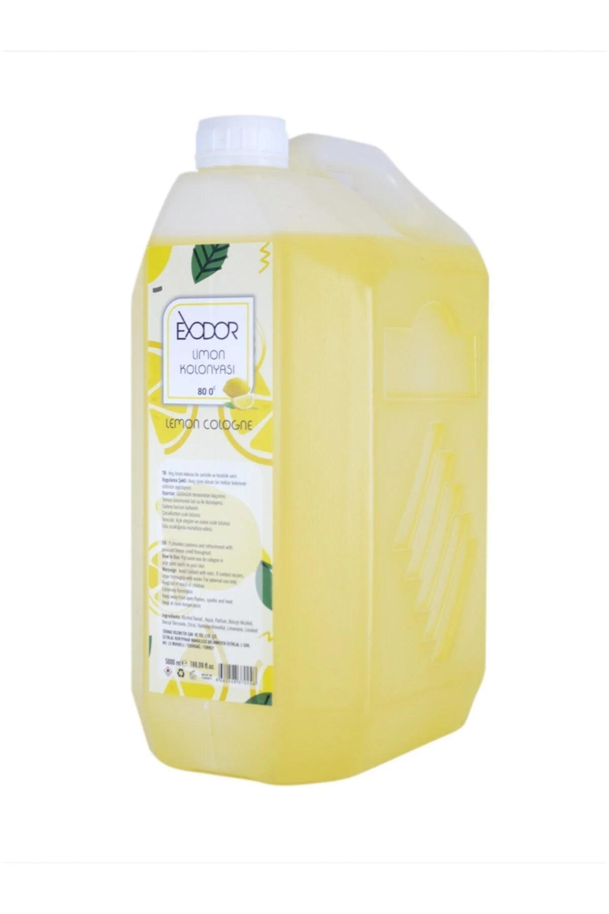 Klasik Limon Kolonyası Plastik Bidon 5 Lt 80 Derece