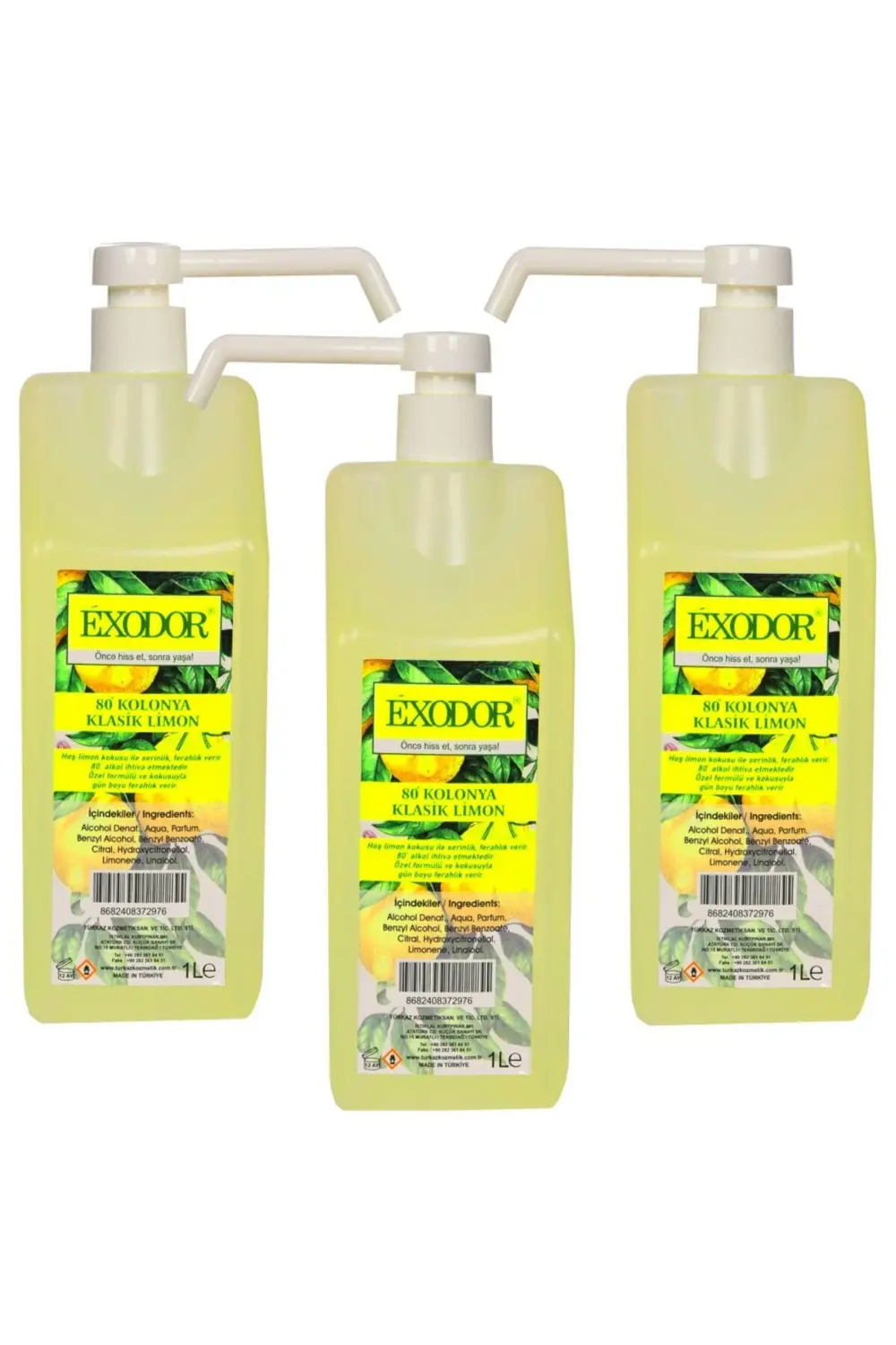 KLASİK LİMON KOLONYASI 1000 ML POMPALI 3 LÜ