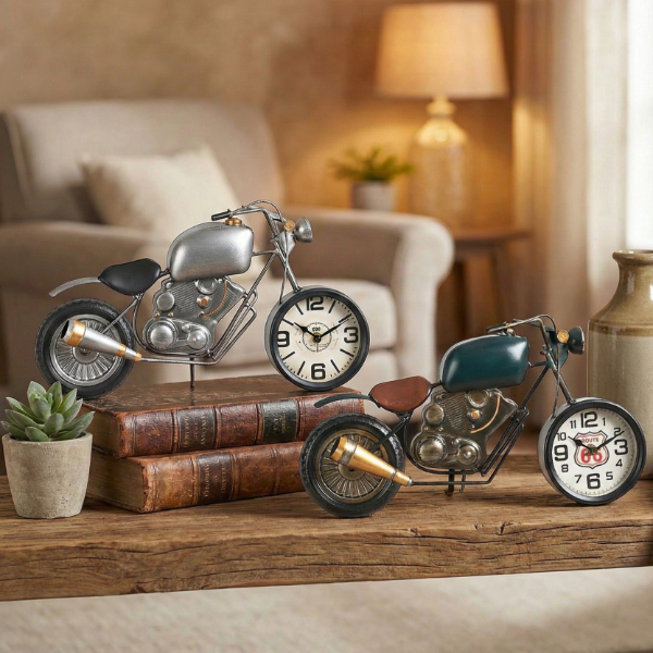 Klasik Motor Tasarımlı Dekoratif Masaüstü Saat