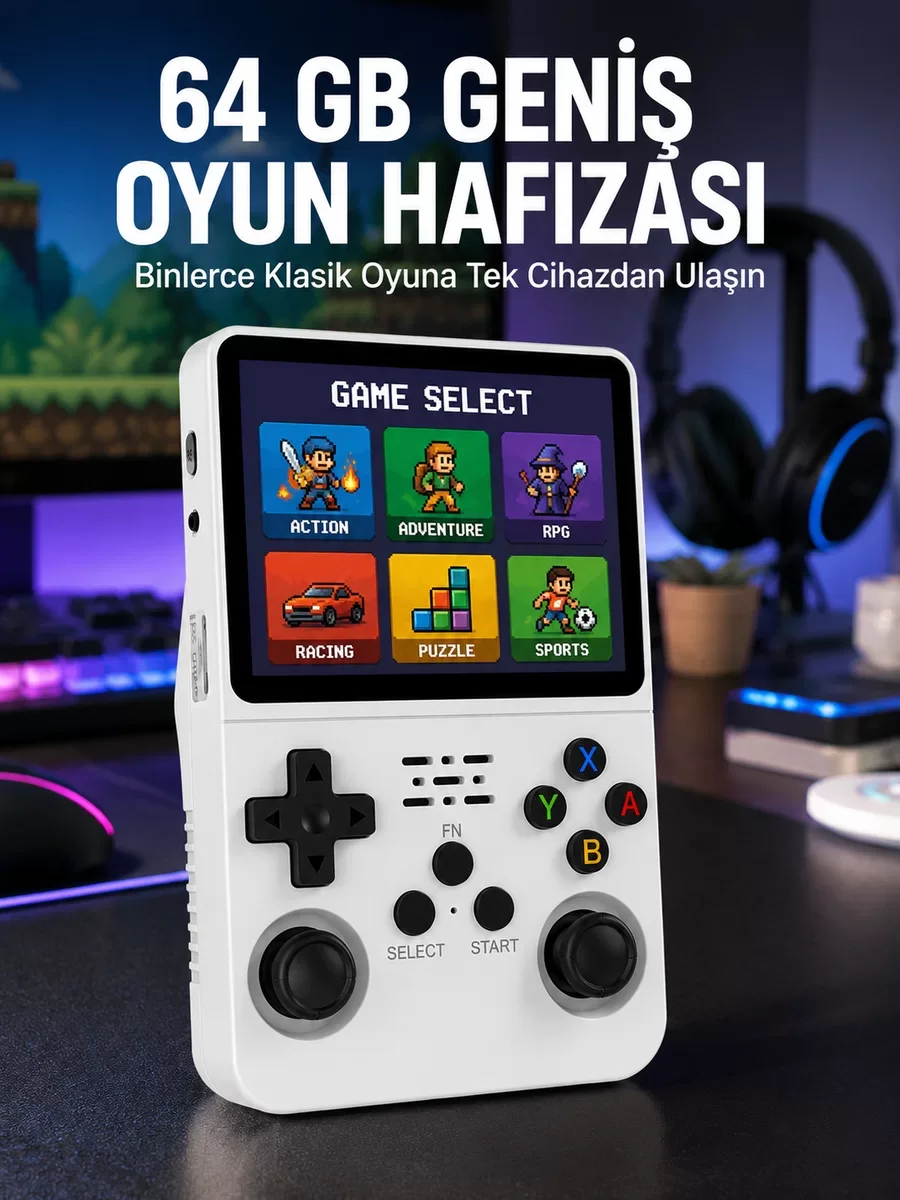 Klasik Oyun Konsolu 64 Bit İşlemci ve Çift Kart Girişli Yeni Nesil - Retro Efsane