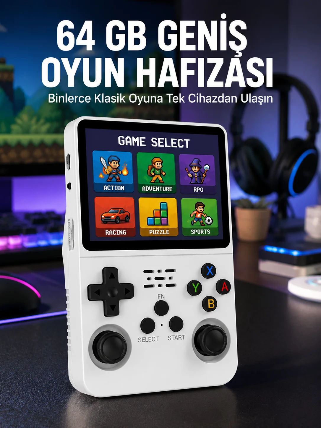Klasik Oyun Konsolu 64 Bit İşlemci ve Çift Kart Girişi Özellikli Yeni Nesil