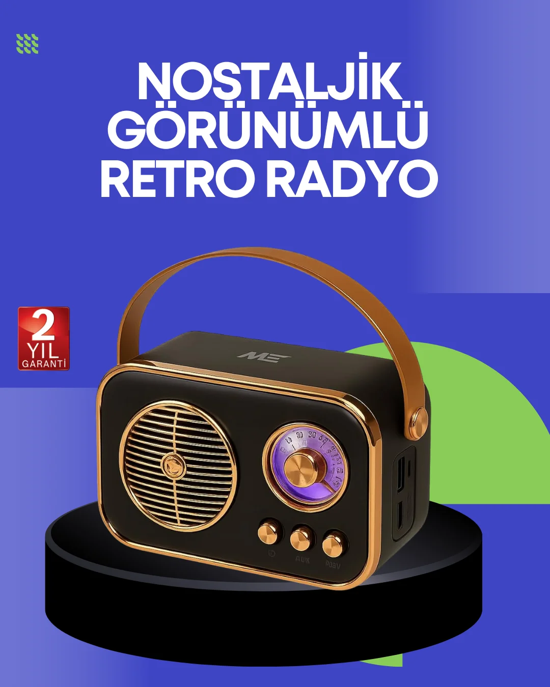 Klasik Retro Radyo – Bluetooth Destekli, FM Özellikli Şarjlı Hopa