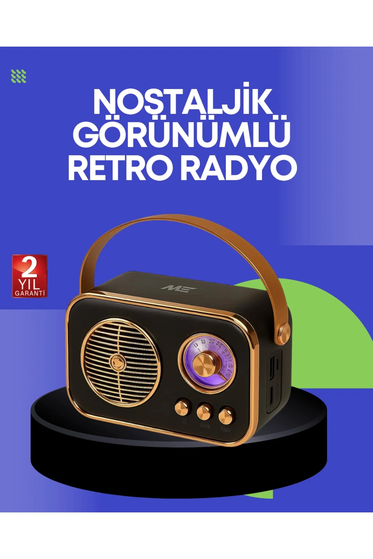 Klasik Retro Radyo – Bluetooth Destekli, FM Özellikli Şarjlı Hopa