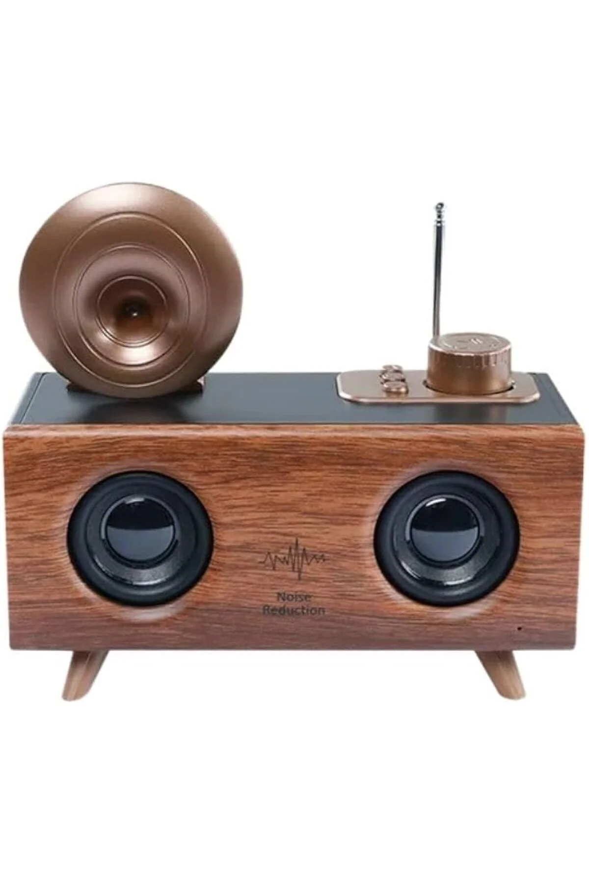 Klasik Tasarımlı Bluetooth Hoparlör ve Nostaljik Radyo, Kahverengi Renk Seçeneği