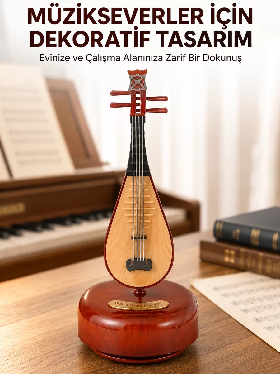 Klasik Ud Figürlü Melodili Müzik Kutusu - Şık Hediyelik ve Dekoratif Objeler