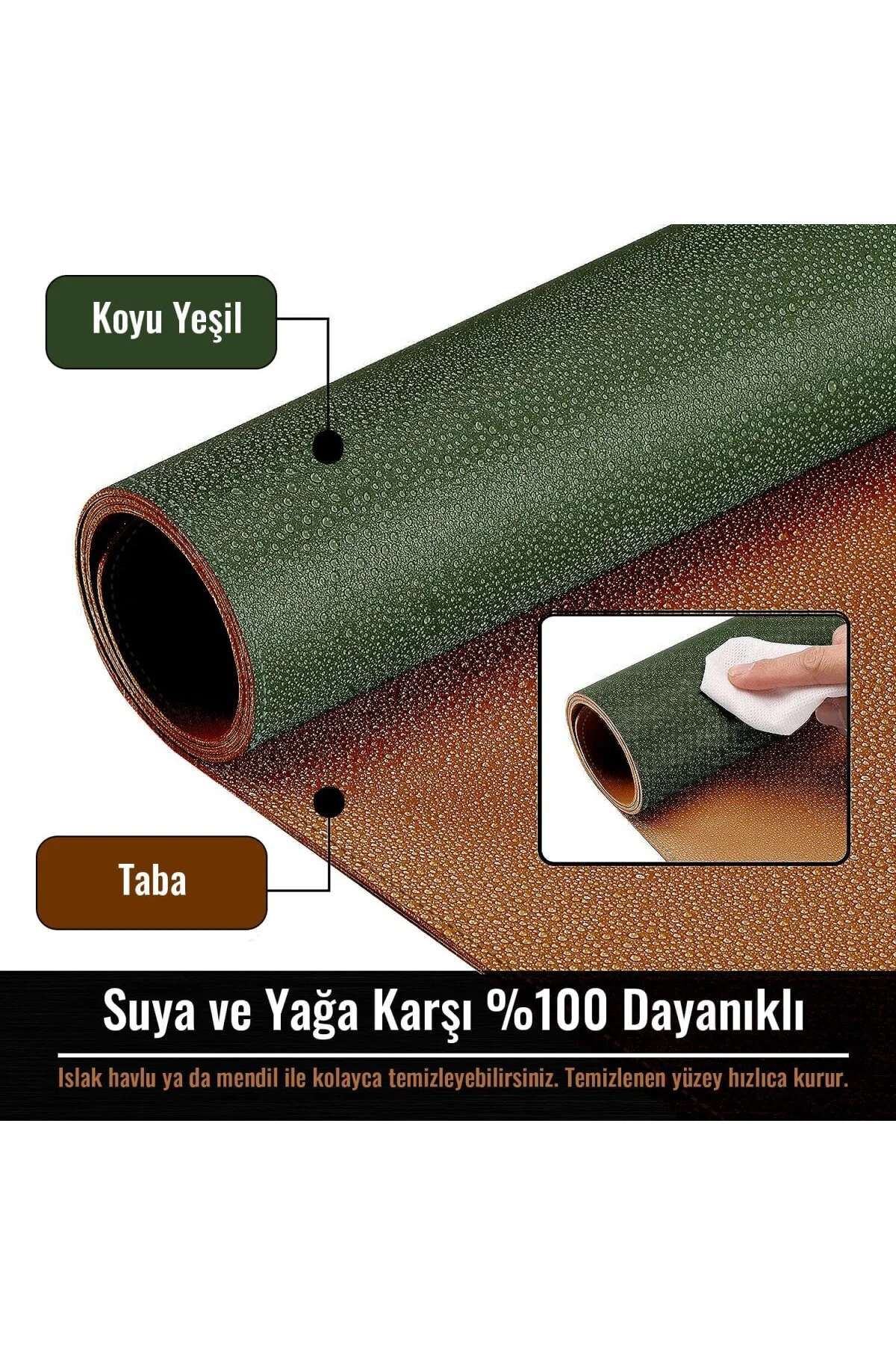 Klasse Çift Renk Dikişli PU Deri Masa Matı 80x40 Cm Mousepad, Su 