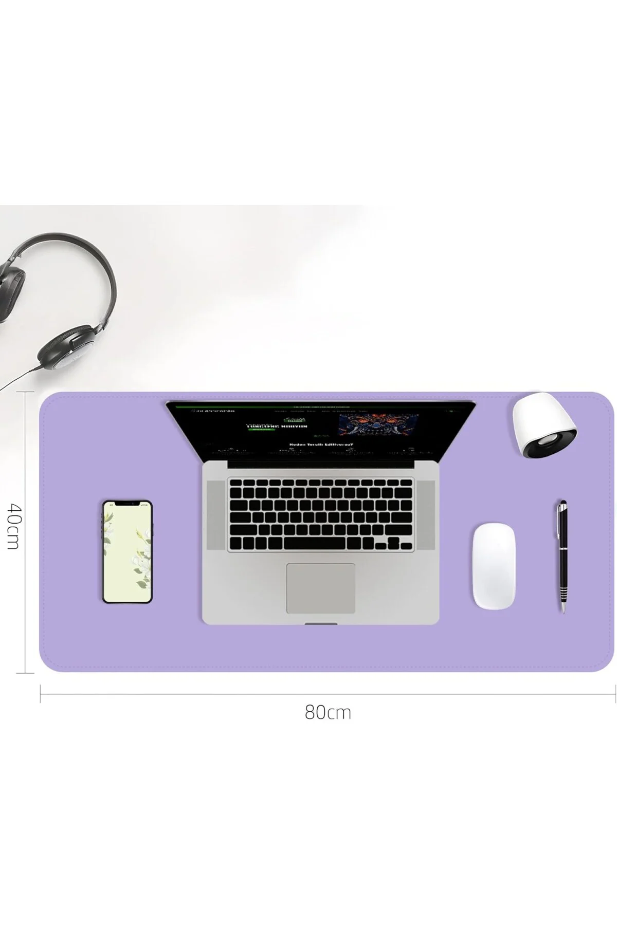Klasse Çift Renk Dikişli PU Deri Masa Matı 80x40 Cm Mousepad, Su 