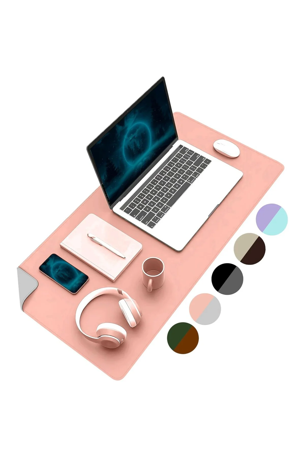 Klasse Çift Renk Dikişli PU Deri Masa Matı 80x40 Cm Mousepad, Su 