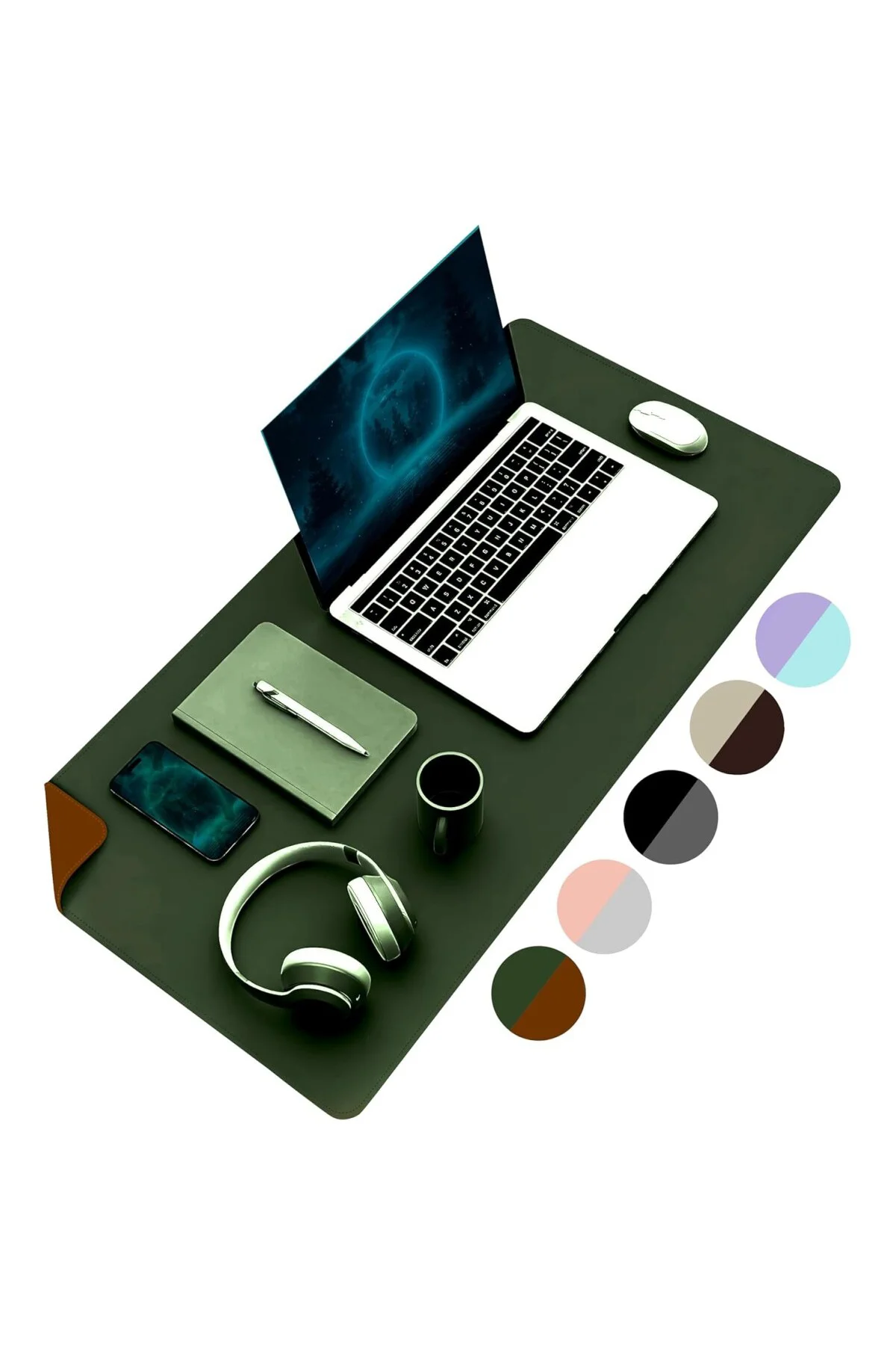 Klasse Çift Renk Dikişli PU Deri Masa Matı 80x40 Cm Mousepad, Su 