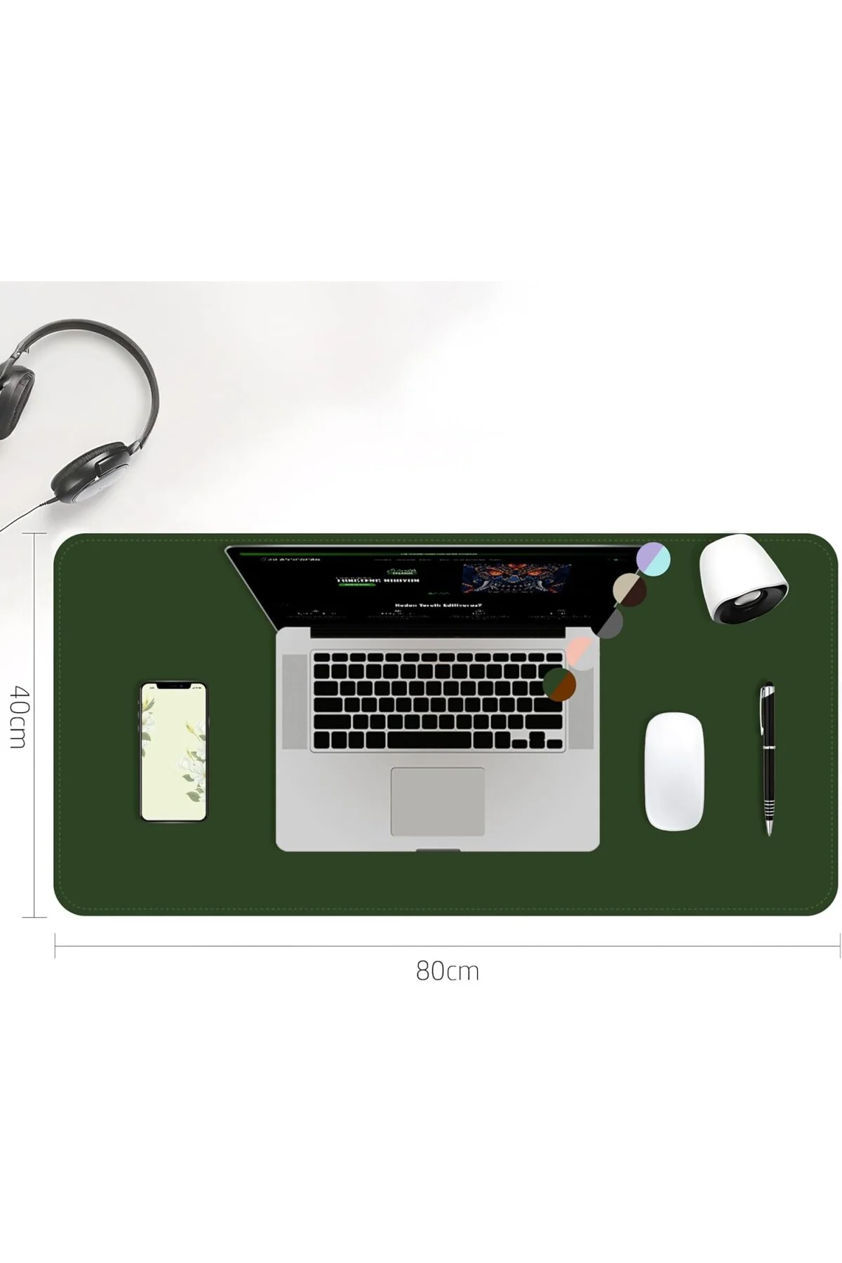 Klasse Çift Renk Dikişli PU Deri Masa Matı 80x40 Cm Mousepad, Su 