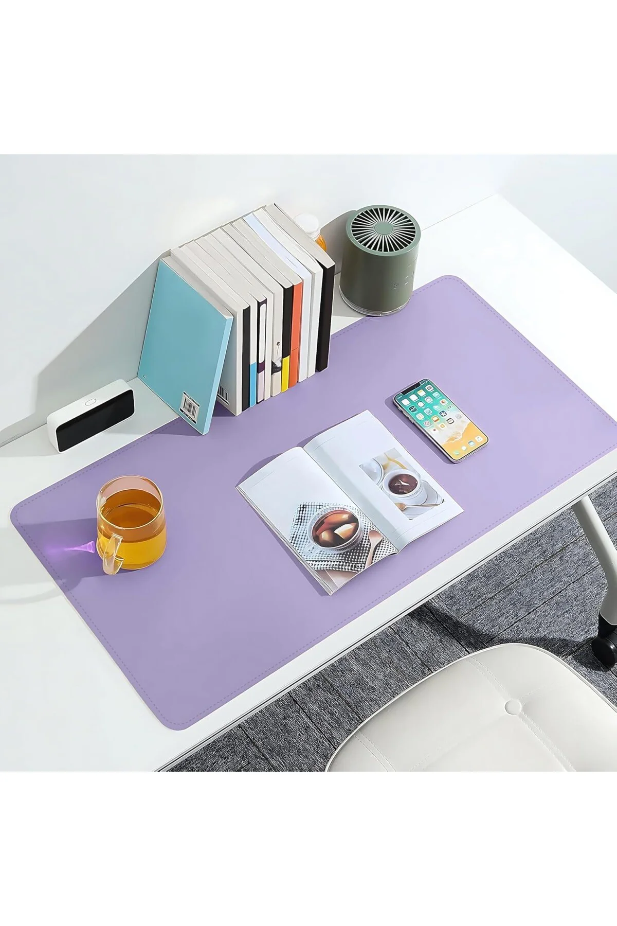 Klasse Çift Renk Dikişli PU Deri Masa Matı 80x40 Cm Mousepad, Su 