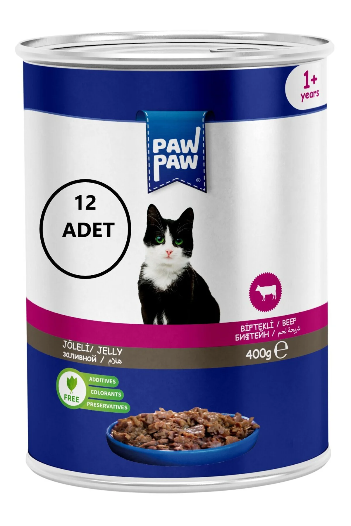 (KLASSMAMA) Joleli Biftek Etli Yetişkin Kedi Konservesi 400Gr 12'