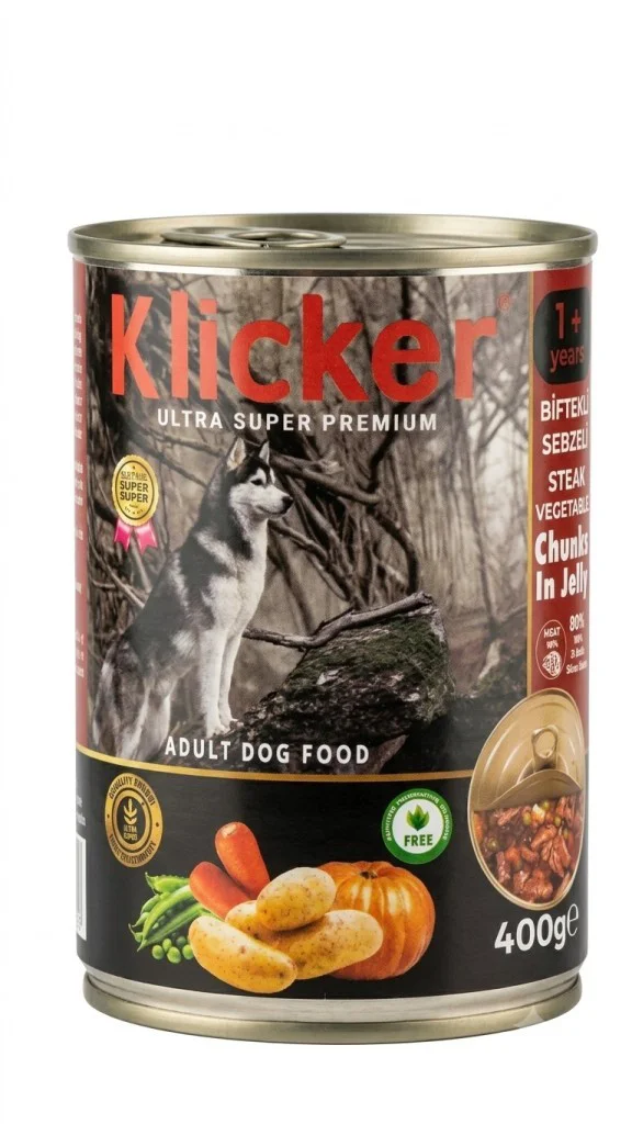 Klicker Biftekli Sebzeli Köpek Konserve 400 Gr