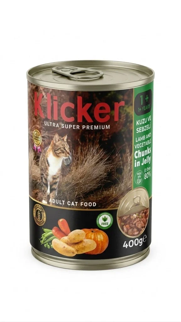 Klicker Kuzulu Sebzeli Kedi Konservesi 400 gr
