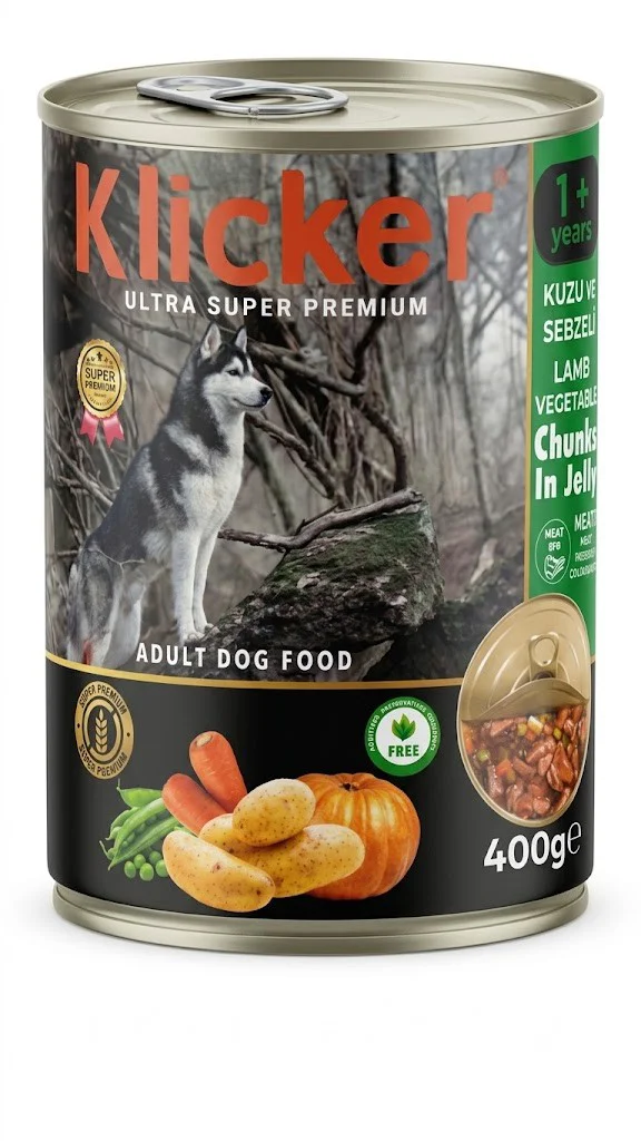 Klicker Kuzulu Sebzeli Pate Köpek Konserve 400 Gr