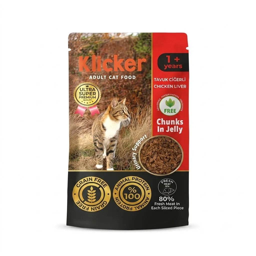 Klicker Pauch Tavuk Ciğerli Kedi Konservesi 85 gr Klicker Pauch Tavuk Ciğerli Kedi Konservesi 85 gr