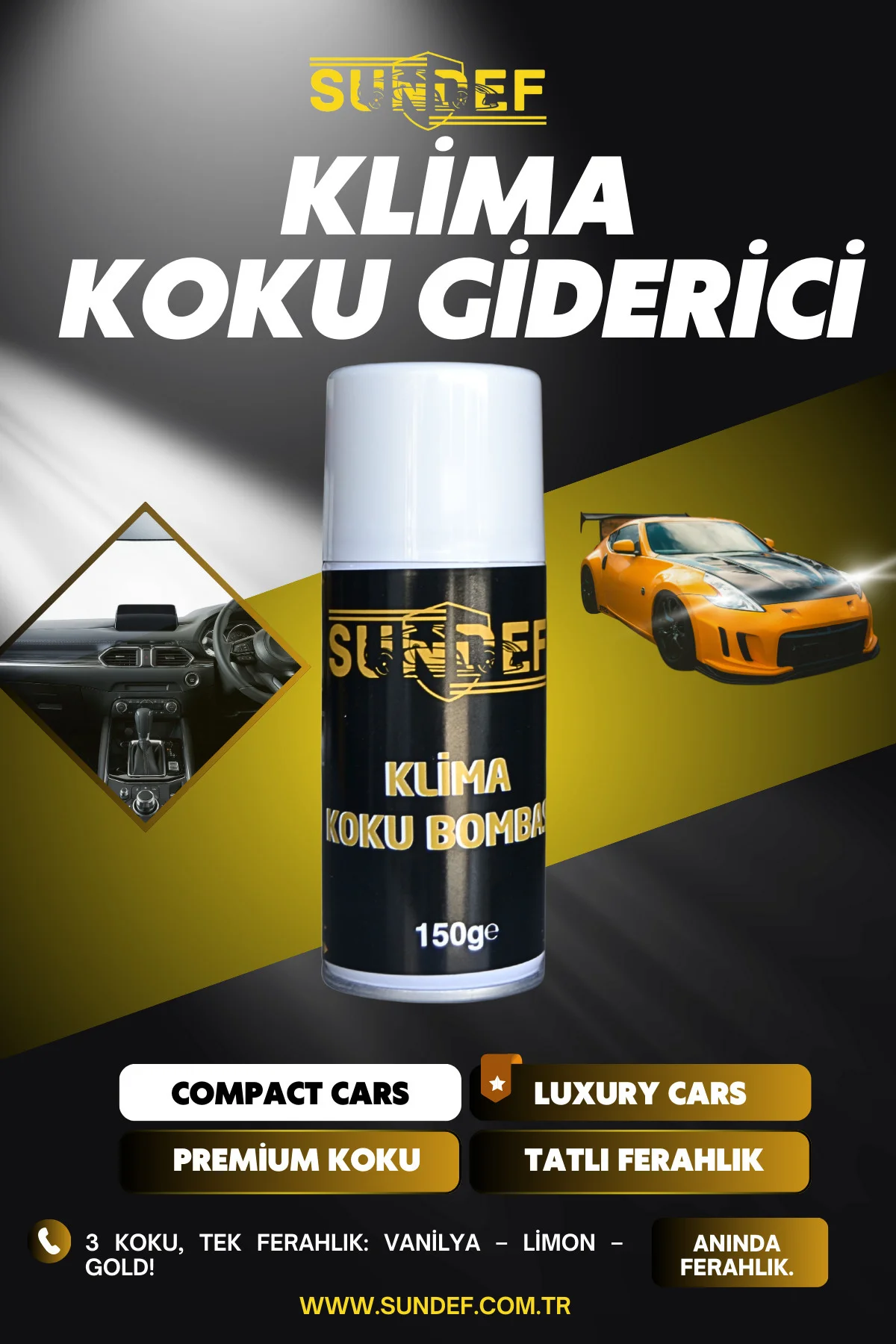 Klima Temizleyici ve Koku Giderici Aerosol Sprey 150 cc (Araç içi kötü koku & filtre temizleyici)