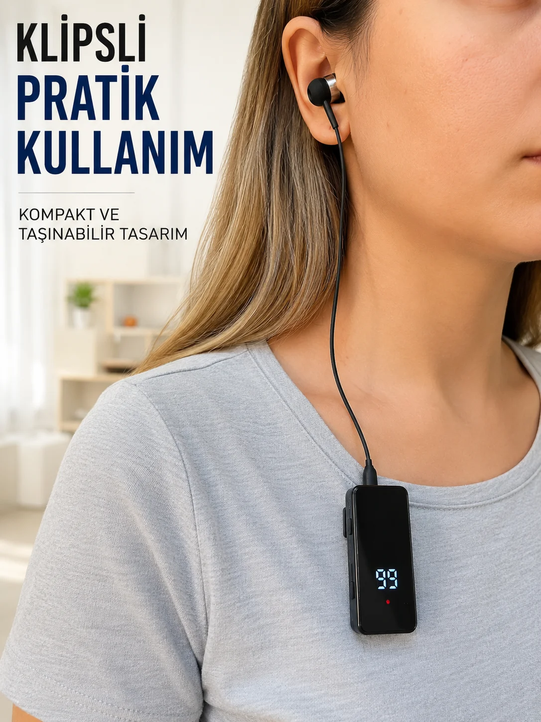 Klipsli Bluetooth Kulaklık Kısa Kablolu Tek Kulaklık Taşınabilir Günlük Kullanım Fiyatı, Yorumları ve Özellikleri