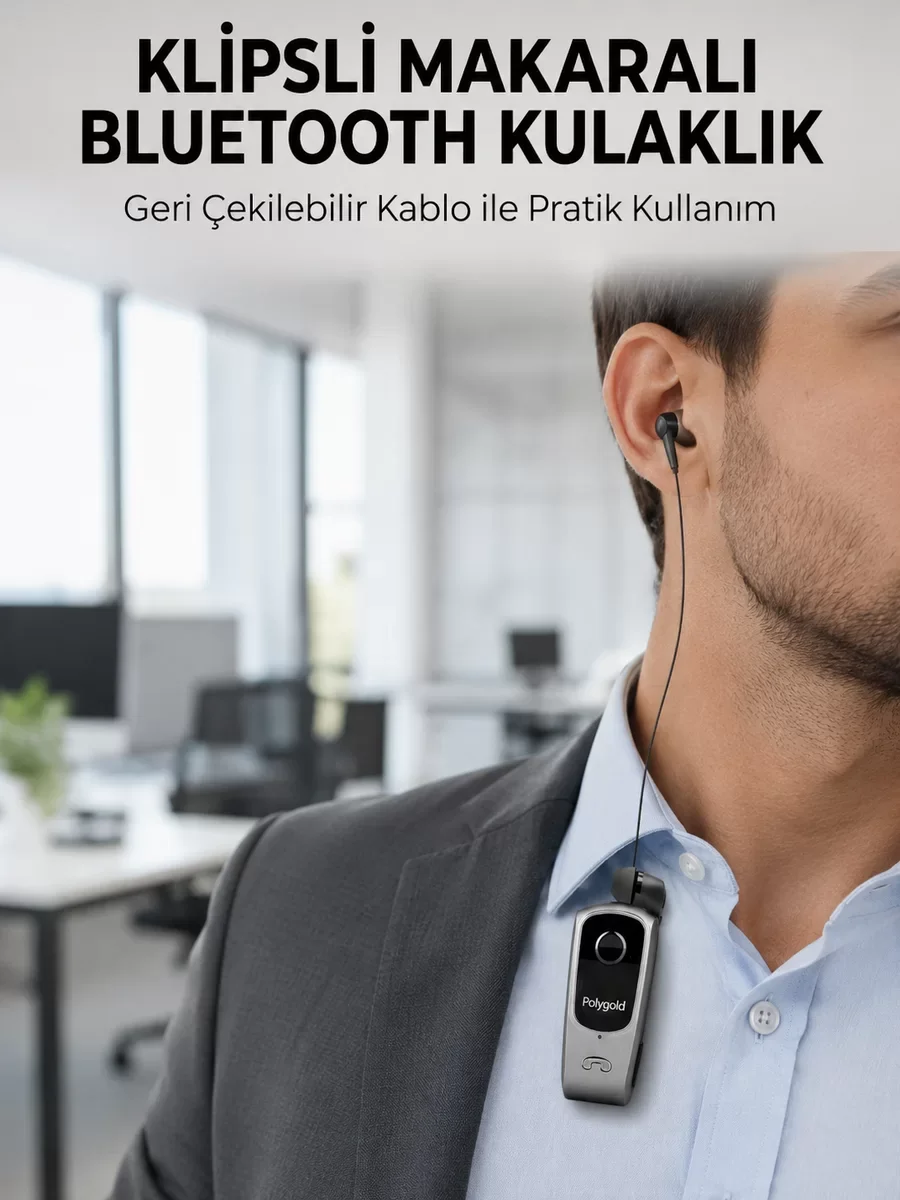 Klipsli Bluetooth Kulaklık - 10 Saat Konuşma ve 160 Saat Pil Ömrü ile İş Dünyası İçin Mükemmel