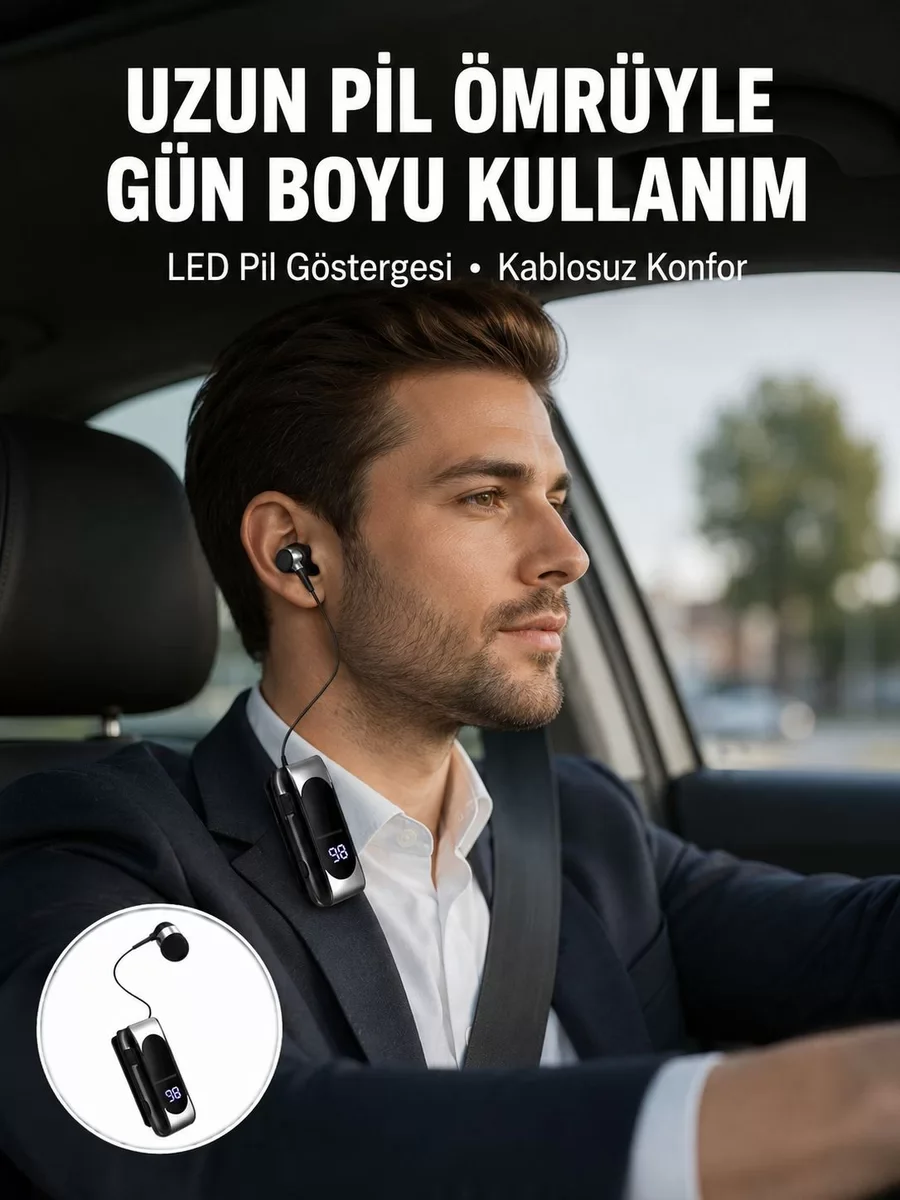Klipsli Kablosuz Kulaklık – Bluetooth 5.2, Dijital Ekran ve Titreşimli Uyarı ile Yüksek Performans