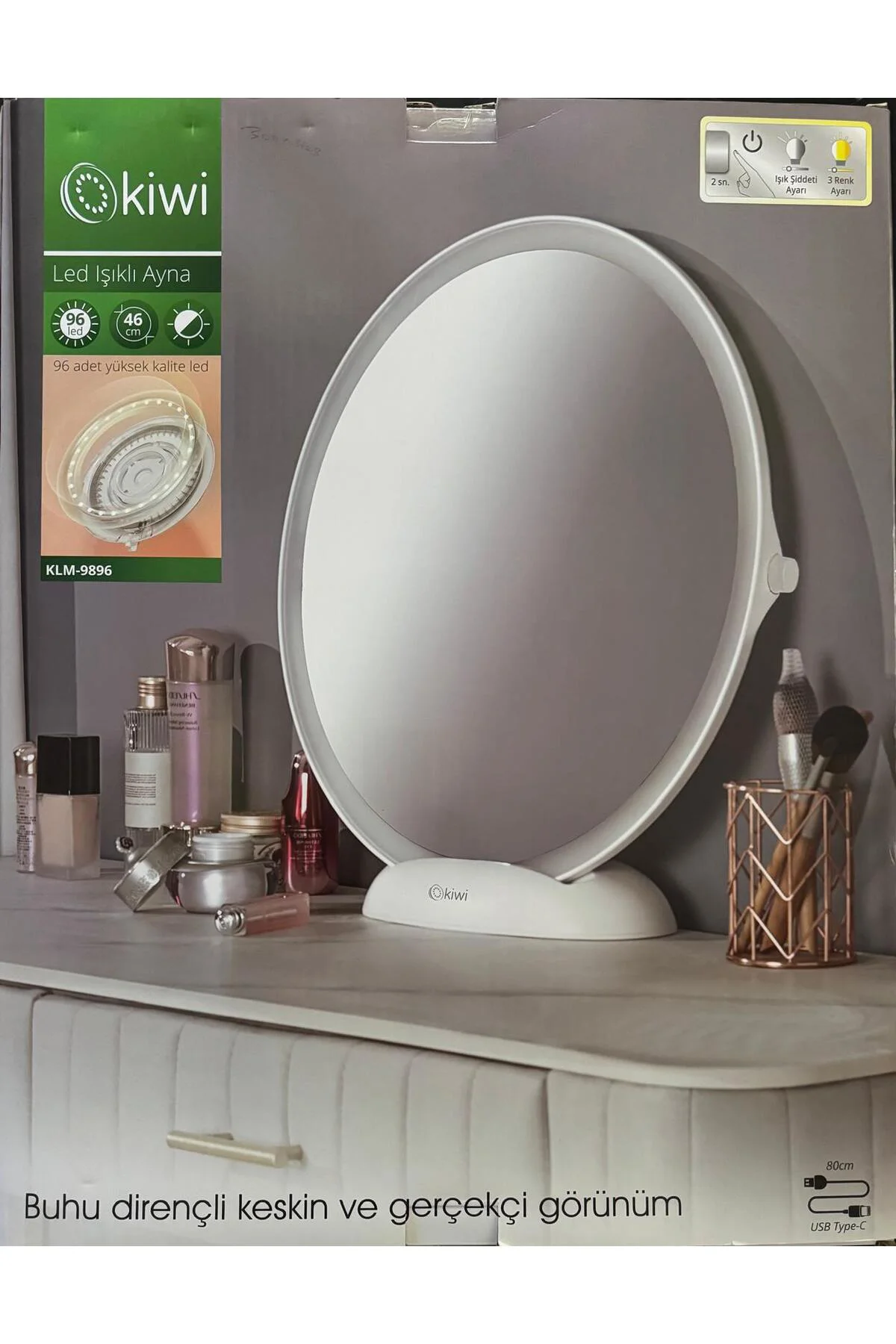 Klm-9896 Sis Önleyici Led Işıklı 18 İnç Ayna