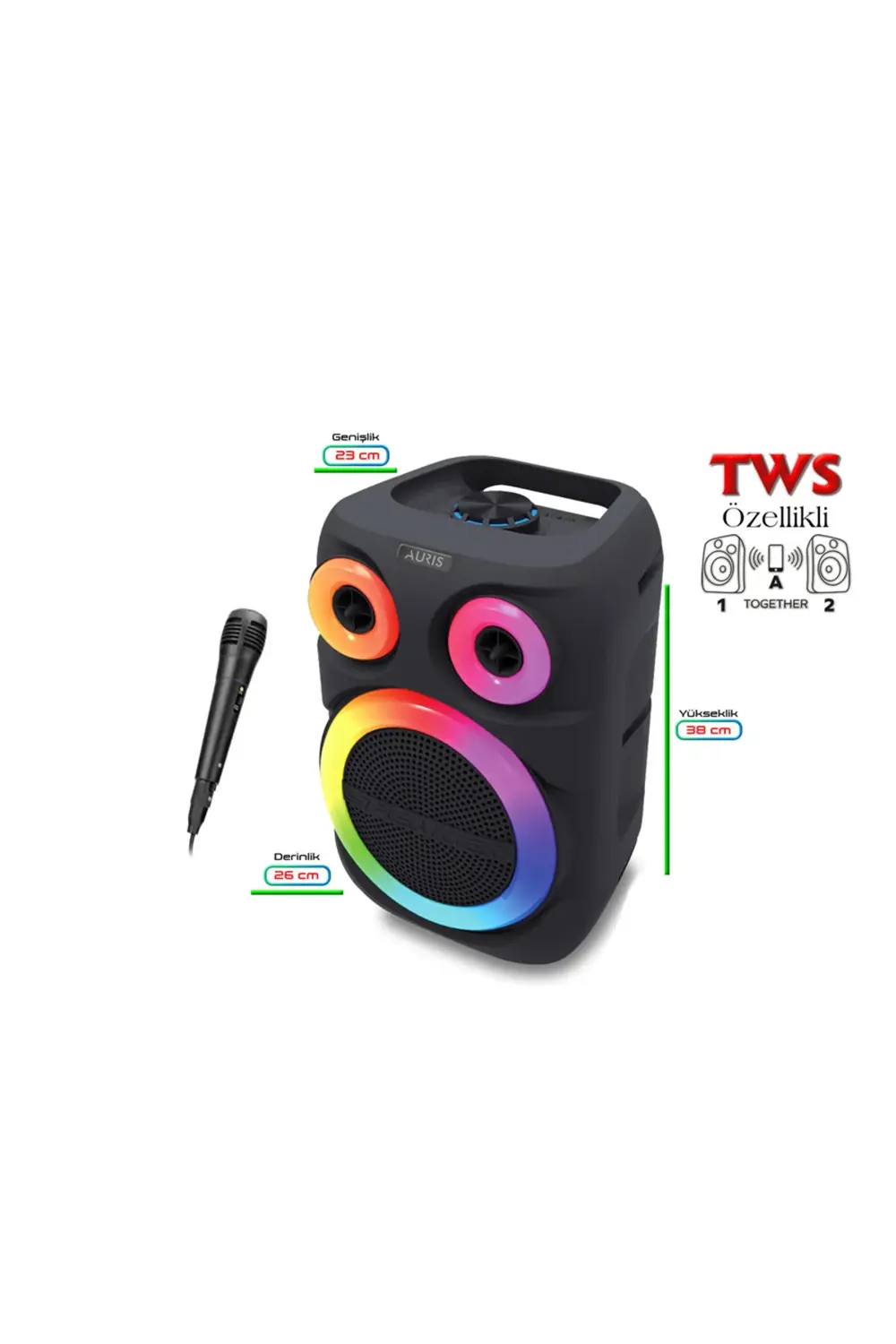 KLN200 25W 8 inç Mikrofonlu RGB Bluetooth Hoparlör