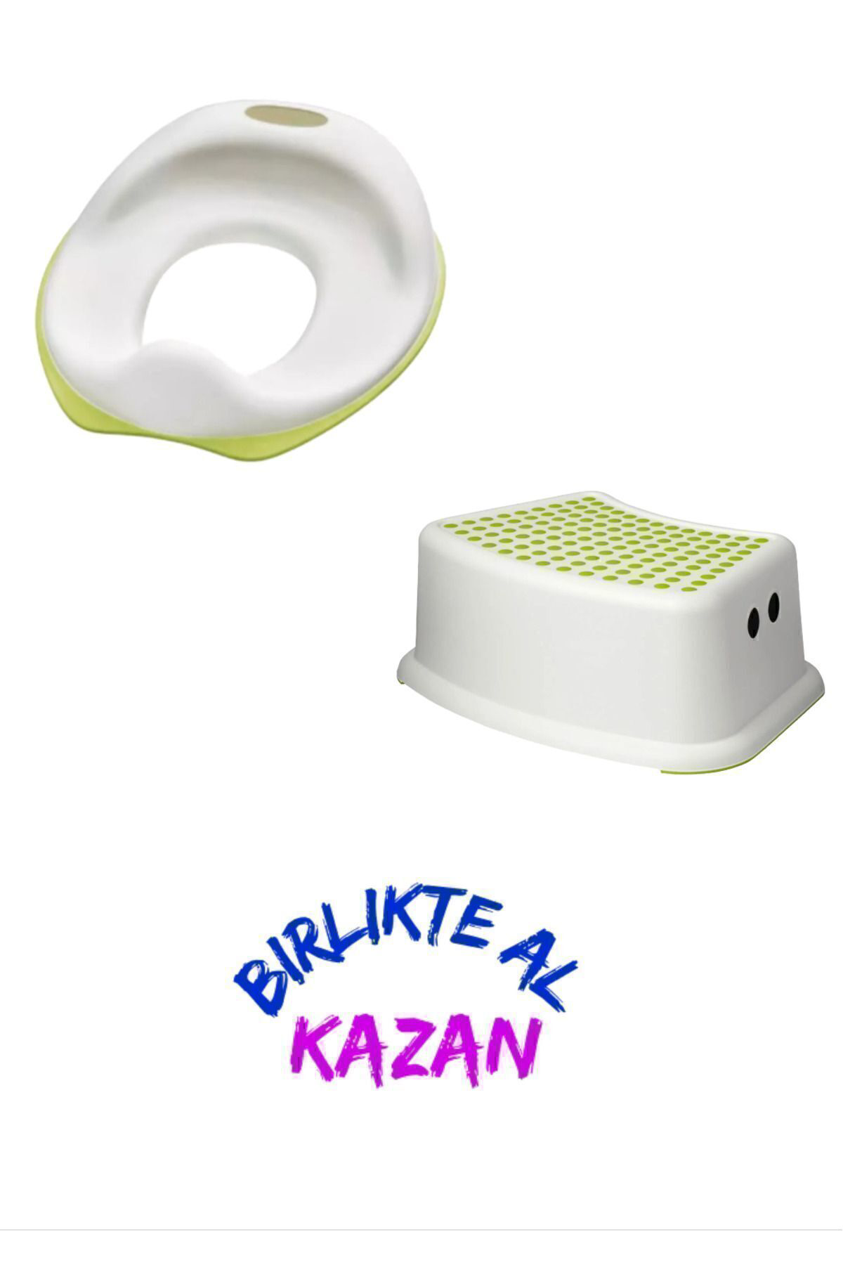 İkea Klozet Adaptörü, Çocuk Basamaği Yeşil,Beyaz