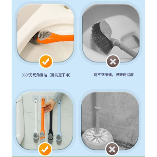 Klozet Detay Temizlik Fırça Seti Silikon Tırtıklı Çift Başlı Fırç