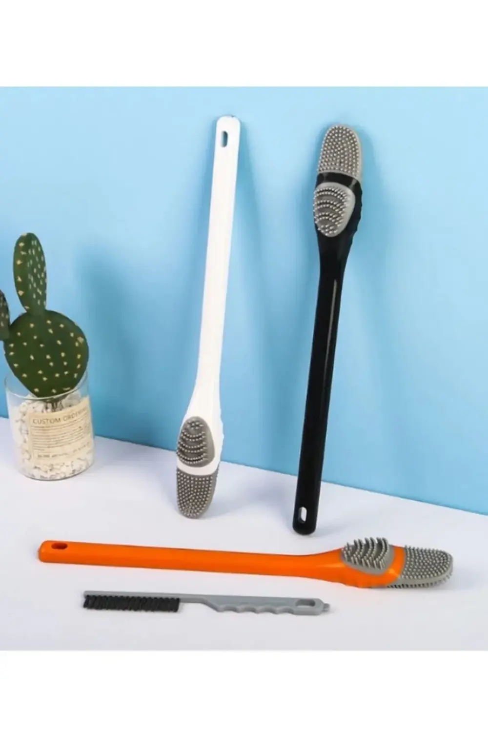 Klozet Detay Temizlik Fırçası Seti 2'li Silikon Uçlu Ve Ince Fırç