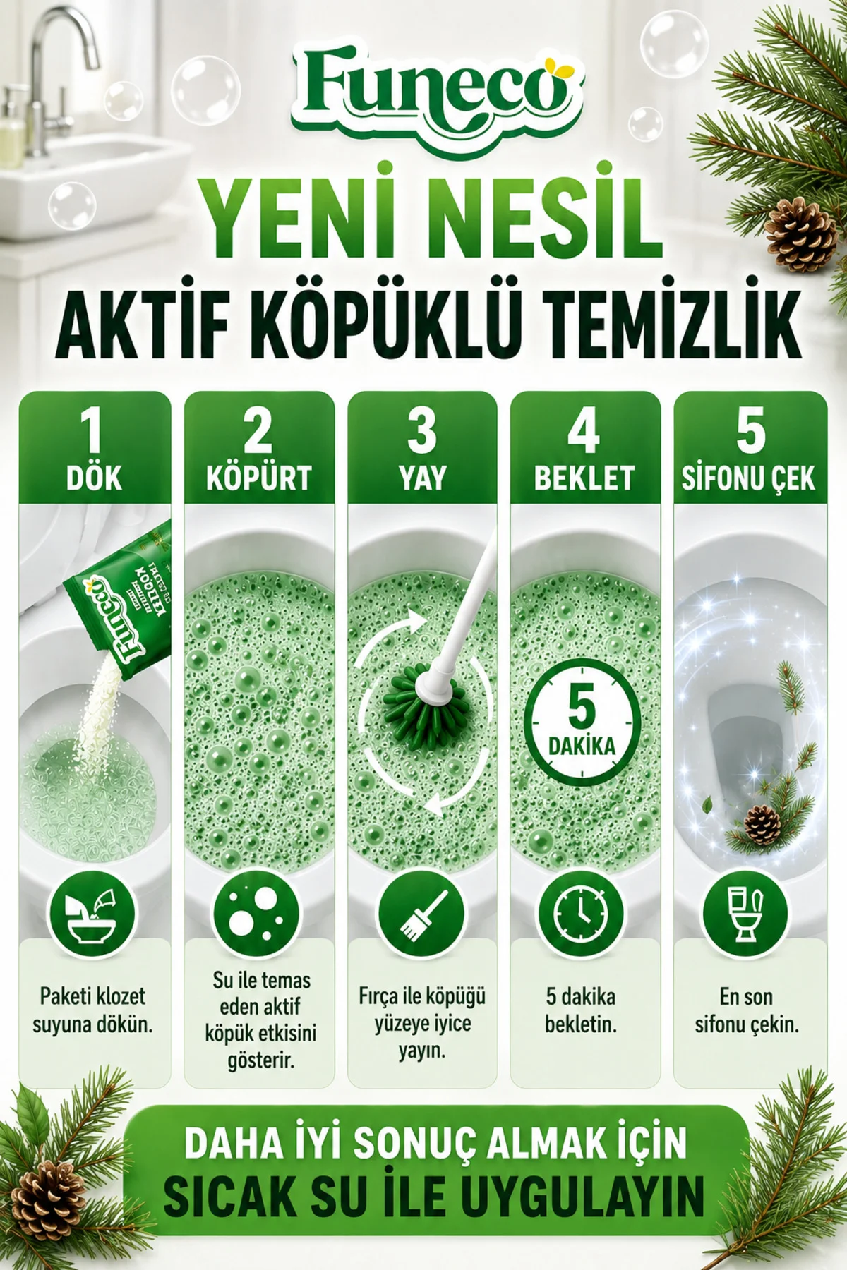 Klozet Tuvalet WC Temizleyici, Aktif Köpüklü, Doğa Dostu, Çam Ferahlığı - 1 Paket Fiyatı, Yorumları ve Özellikleri