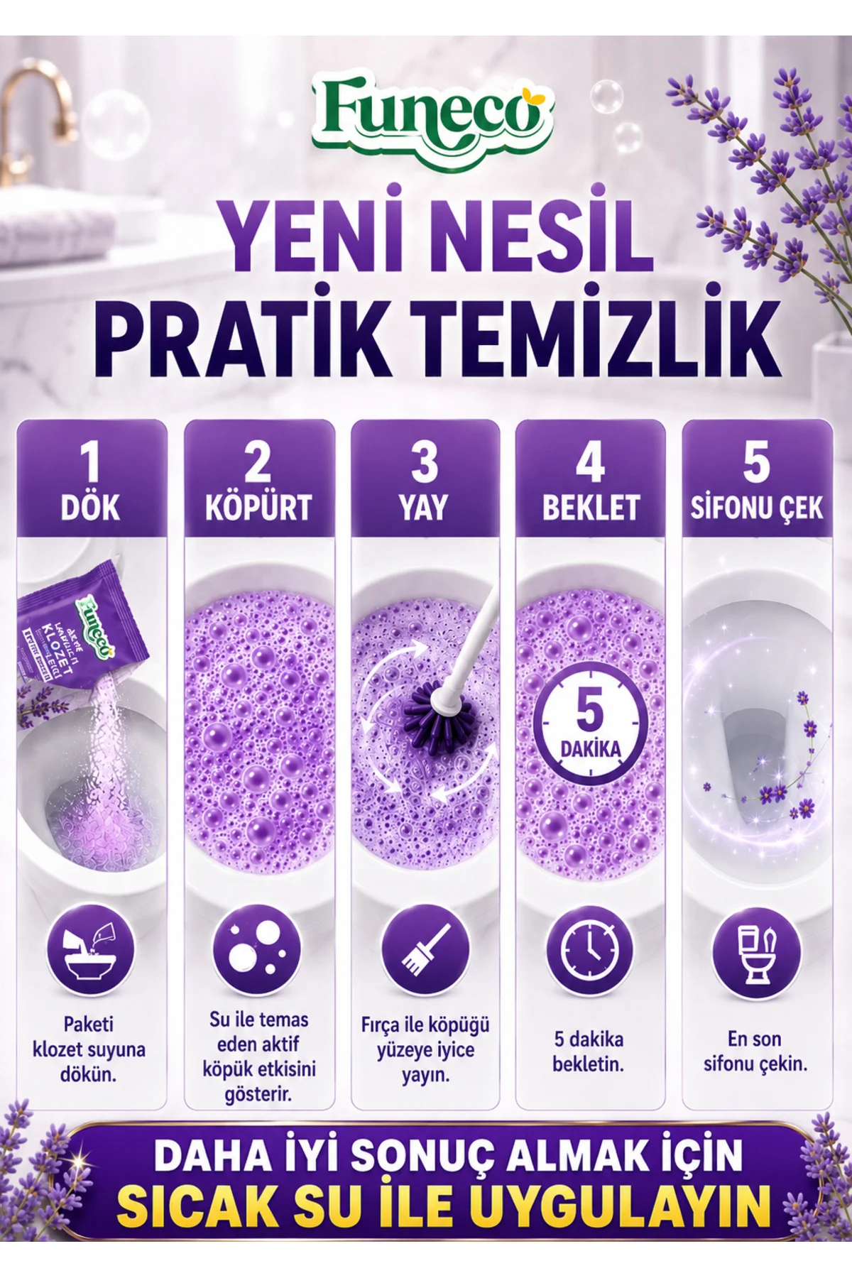 Klozet Tuvalet WC Temizleyici, 300g, Aktif Köpüklü, Ekolojik Doğa Dostu, Aylık Paket, Lavanta Fiyatı, Yorumları ve Özellikleri