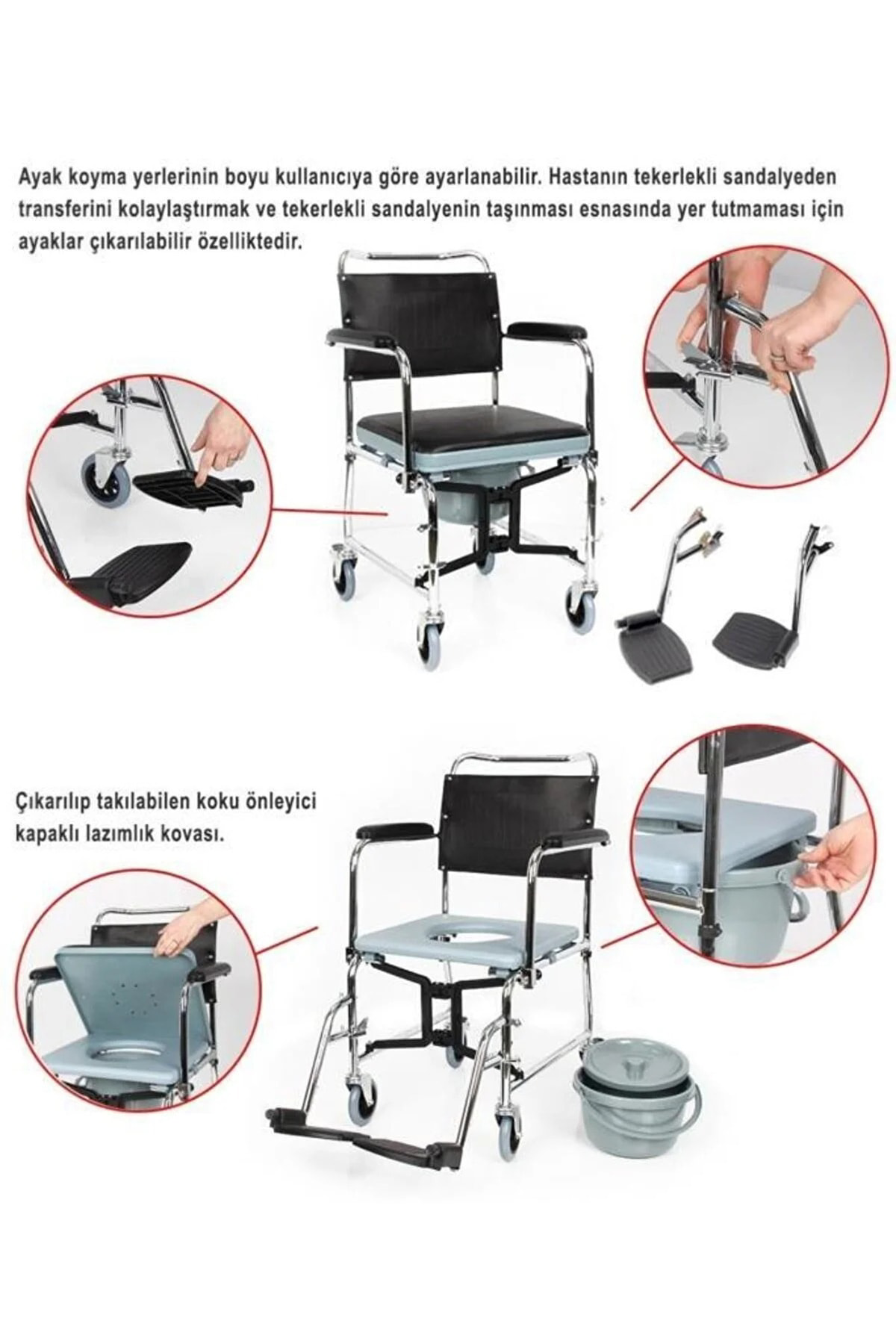 Klozetli Banyo Tuvalet Tekerlekli Sandalyesi Hasta Banyo Lazımlık