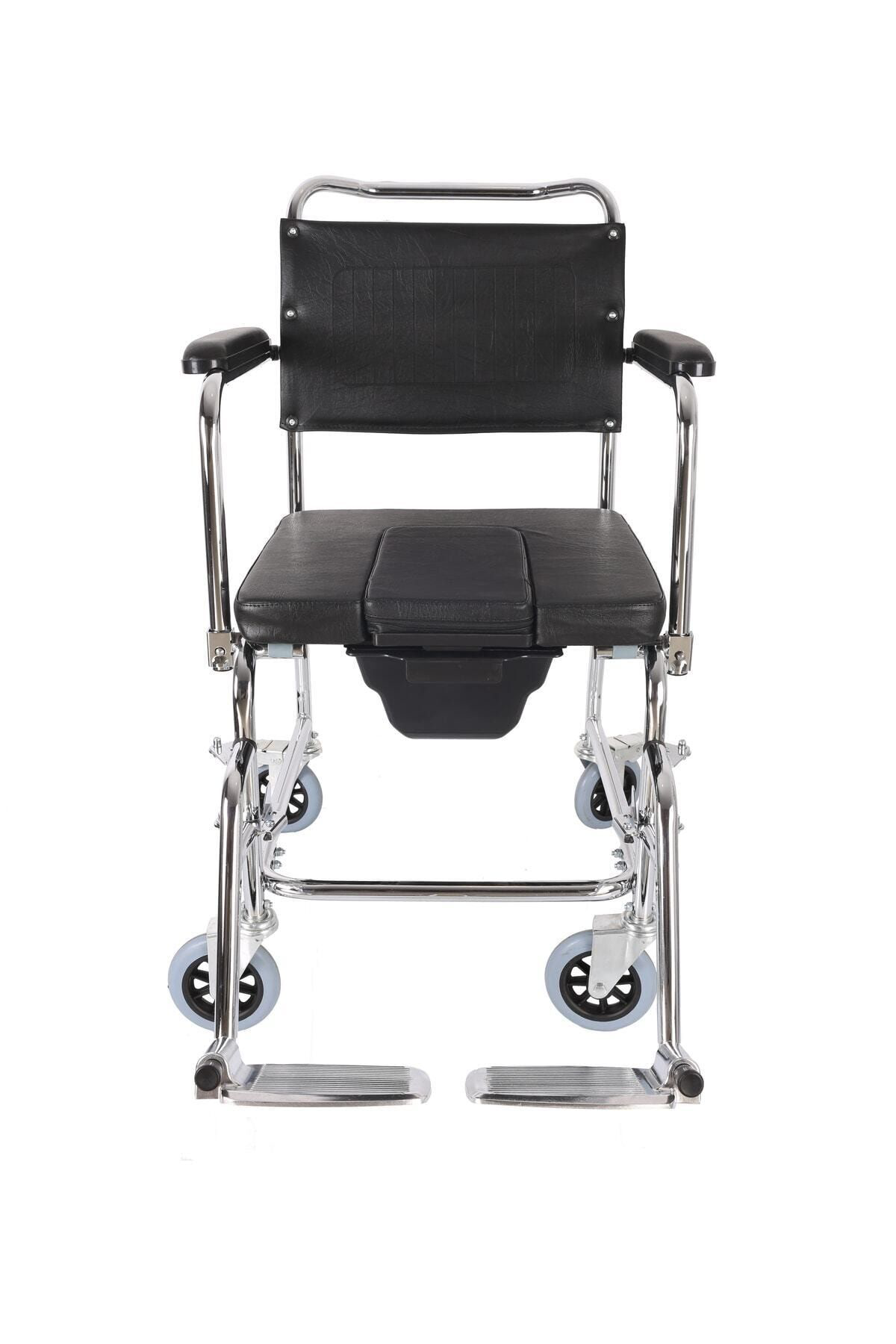 Sdm Medikal Klozetli Tekerlekli Katlanır Sürgülü Deri Tekerlekli Tuvalet