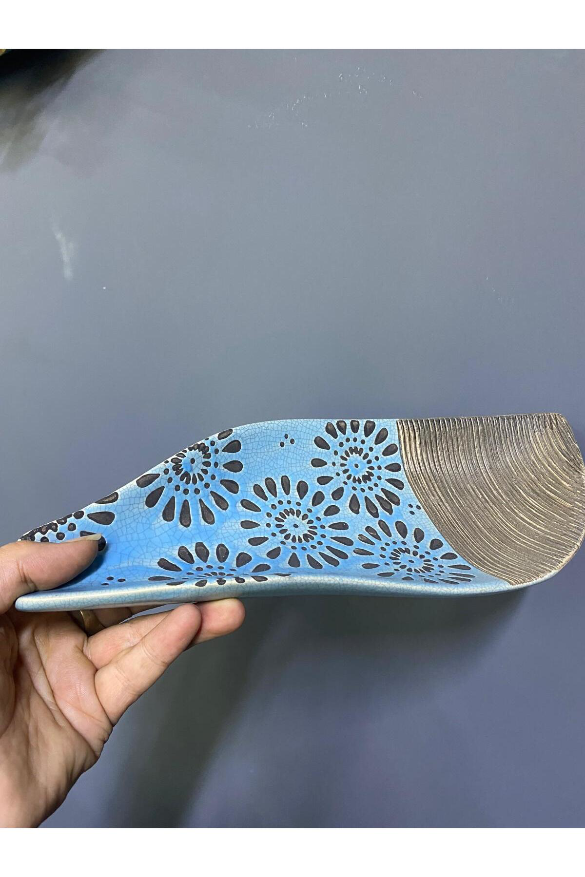 Elif Aksesuar Klt Seramik Turkuaz Dekoratif Kayık Tabak