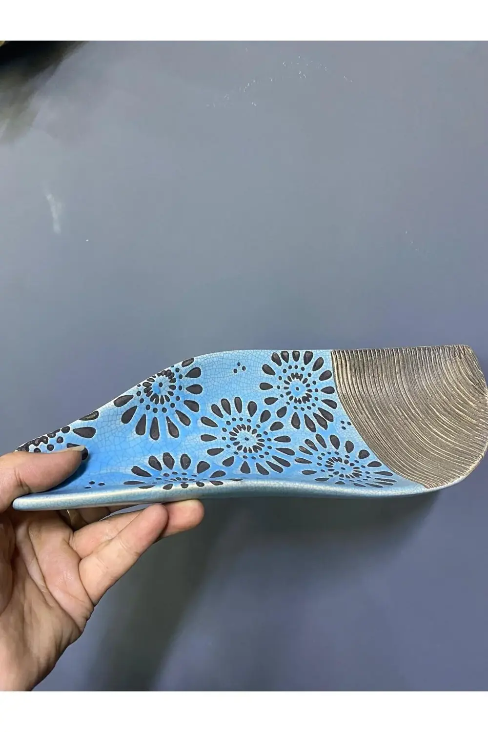 Klt Seramik Turkuaz Dekoratif Kayık Tabak