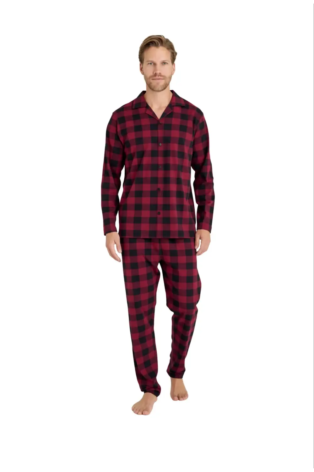 Kly Ekek Ekose Düğmeli Pijama Takımı 9209