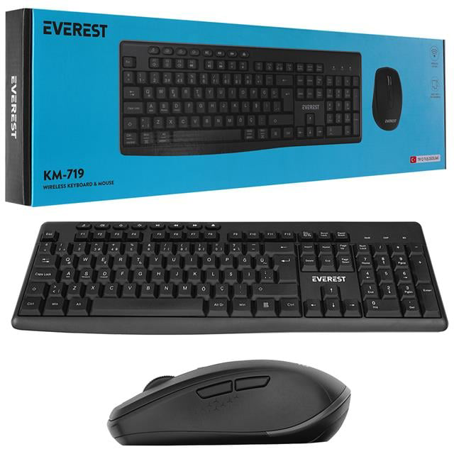 KM-719 Siyah 2in1 Kablosuz Q Multimedia Klavye + Mouse Set (4741)
