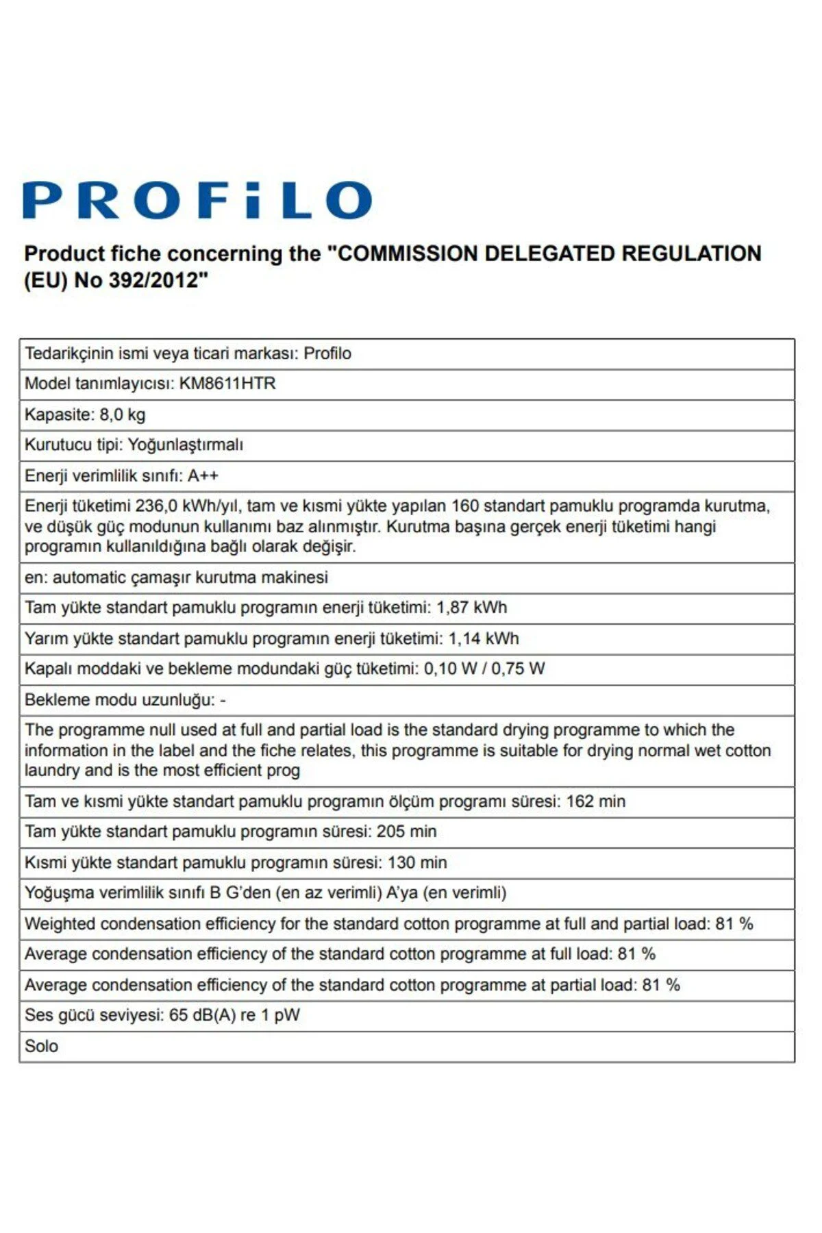 Km8611htr Çamaşır Kurutma Makinesi
