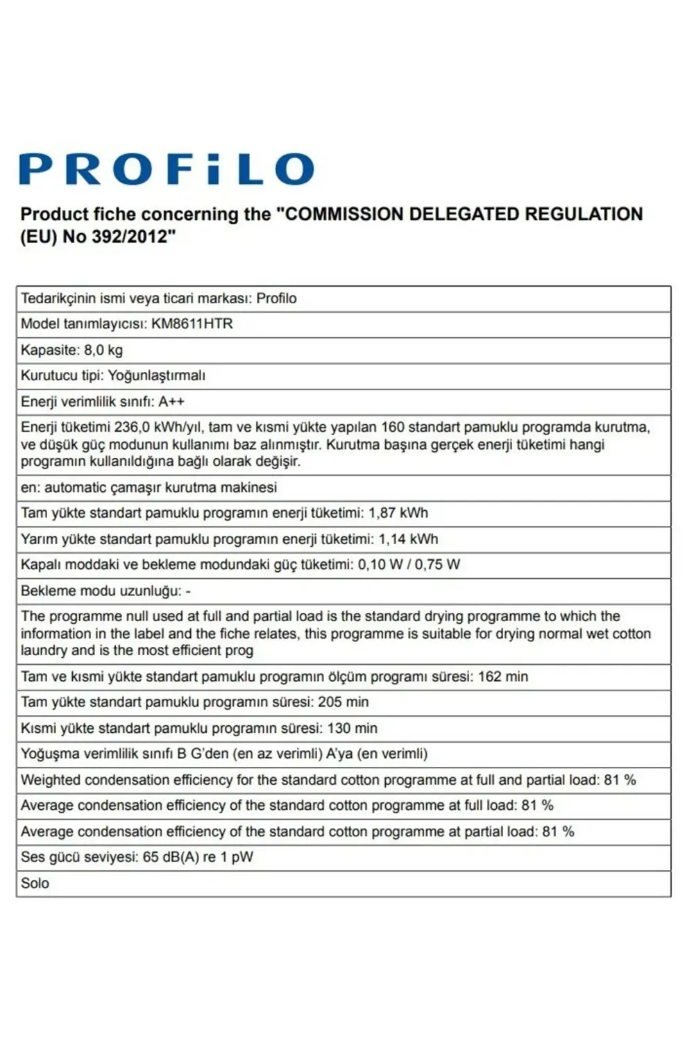 Km8611htr Çamaşır Kurutma Makinesi