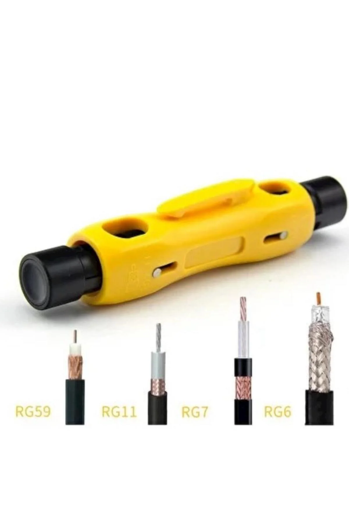 Koaksiyel Kablo Soyucu | RG59 RG6 RG7 RG11 Uyumlu, Ayarlanabilir, CAT ve Kamera Kablosu İçin Koaksiyel Kablo Soyucu | RG59 RG6 RG7 RG11 Uyumlu, Ayarlanabilir, CAT ve Kamera Kablosu İçin