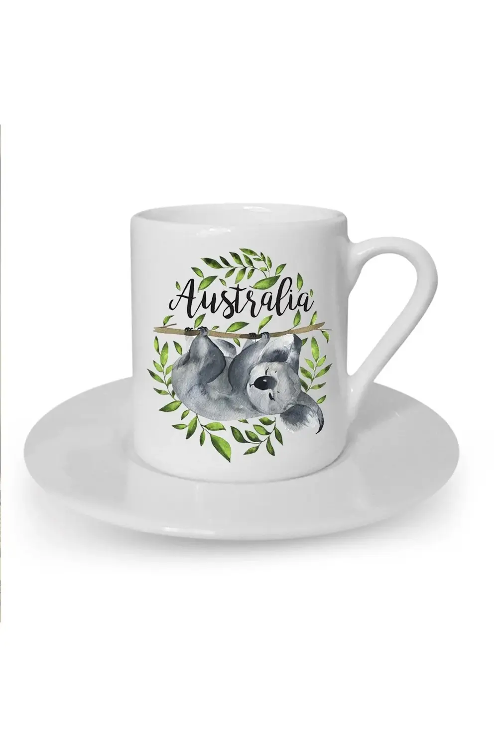 Koala Baskılı Beyaz Türk Kahvesi Fincanı