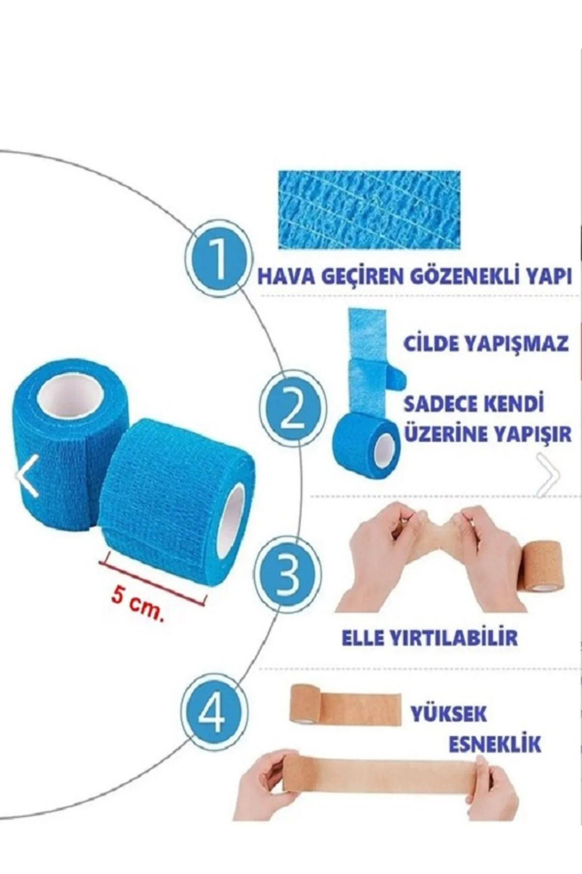 Koban Bandajı Kendinden Yapışkanlı Bandaj Coban Bandajı Sargı Bandajı Sargı Bilek 5cmx4.5 M. 1 Adet Koban Bandajı Kendinden Yapışkanlı Bandaj Coban Bandajı Sargı Bandajı Sargı Bilek 5cmx4.5 M. 1 Adet