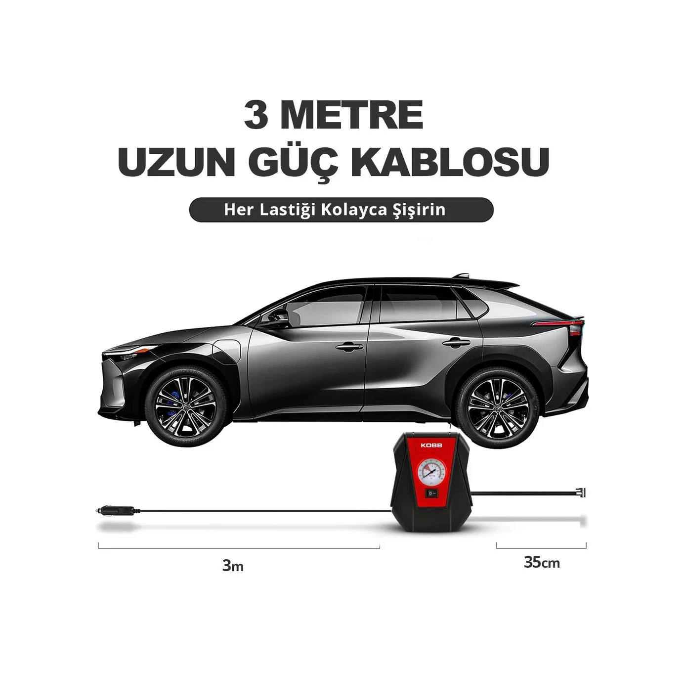 Kobb Kb100 12volt 100 Psı Analog Göstergeli Hava Lastik Şişirme P - Görsel 5
