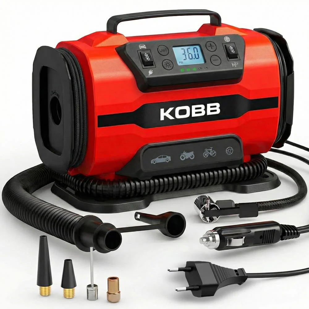 KOBB KB301 12Volt 220Volt 150 PSI Ayarlanabilir Dijital Basınç Göstergeli Lastik ve Yatak Şişirme Pompası Fiyatı, Yorumları ve Özellikleri